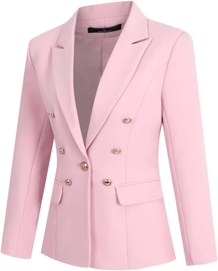 YYNUDA Women's 1 Button 2 Piece Lady Suit Set Office Work Solid Blazer Jacket and Pants
