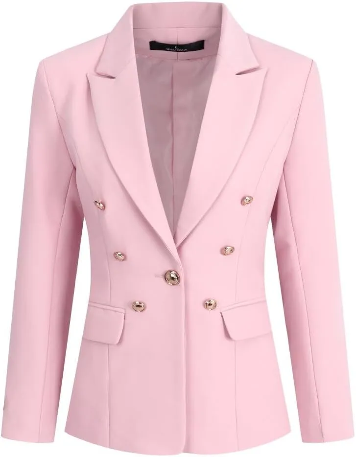 YYNUDA Women's 1 Button 2 Piece Lady Suit Set Office Work Solid Blazer Jacket and Pants