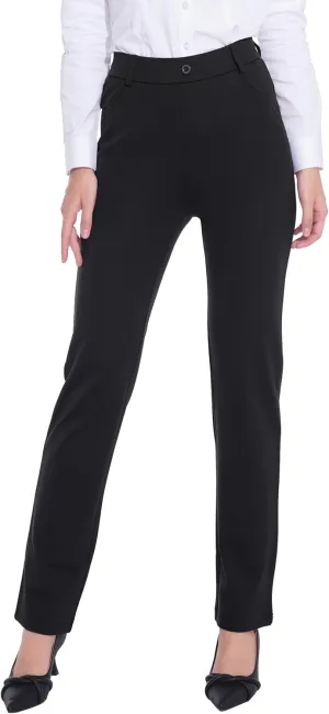 ZTN Women's Stretchy Dress Pants 28"/30" Pull-on Trousers Straight Leg Slacks 4 Pockets Plus Size for Work Business Casual