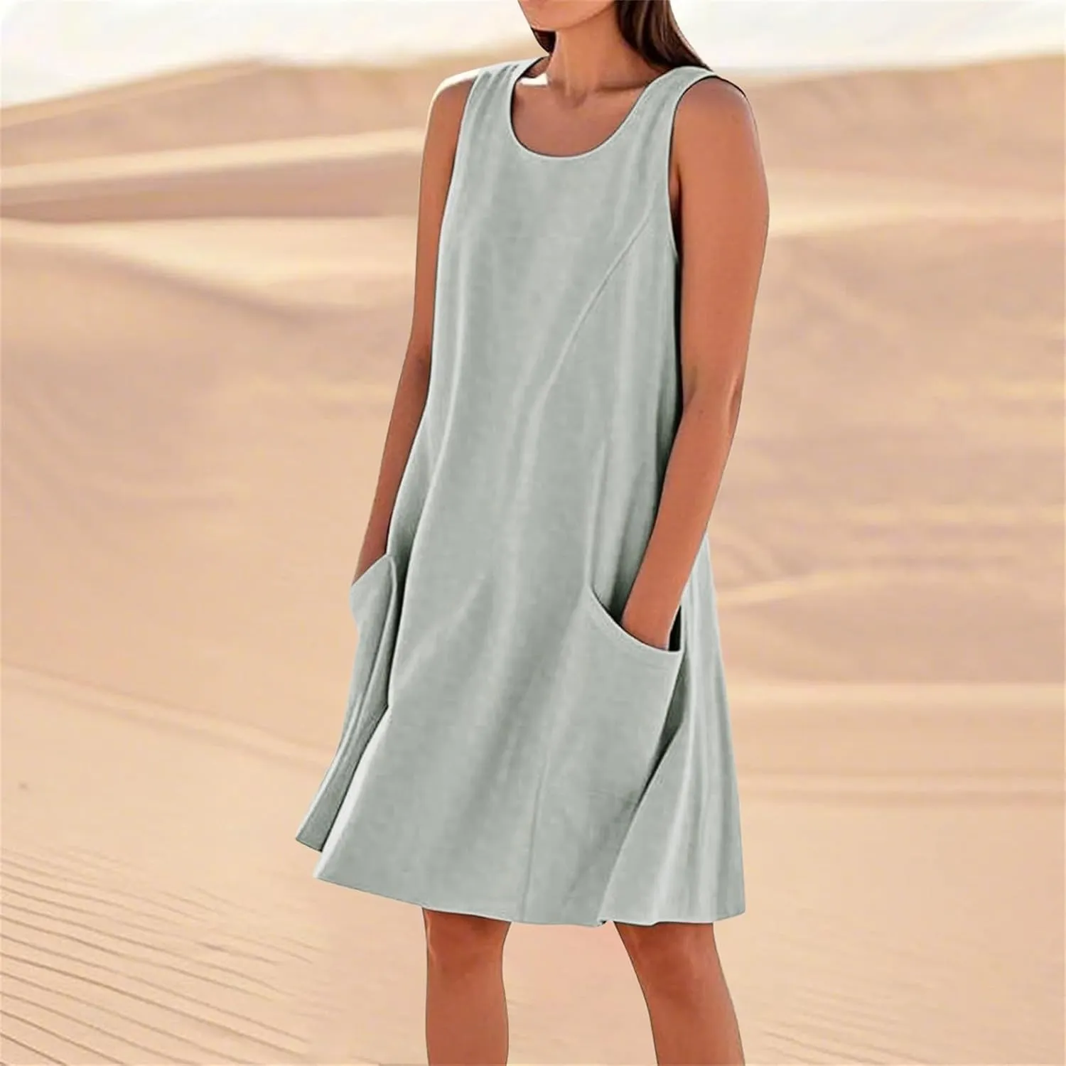 ZYXTIM Women's Summer Casual Tank Midi Dress with Pockets Plus Size Loose Fit Comfy T Shirt Dresses Flowy Beach Sundresses
